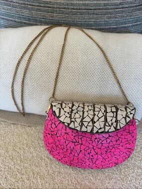 Elegant Pink and White Crossbody Bag  by Ramla